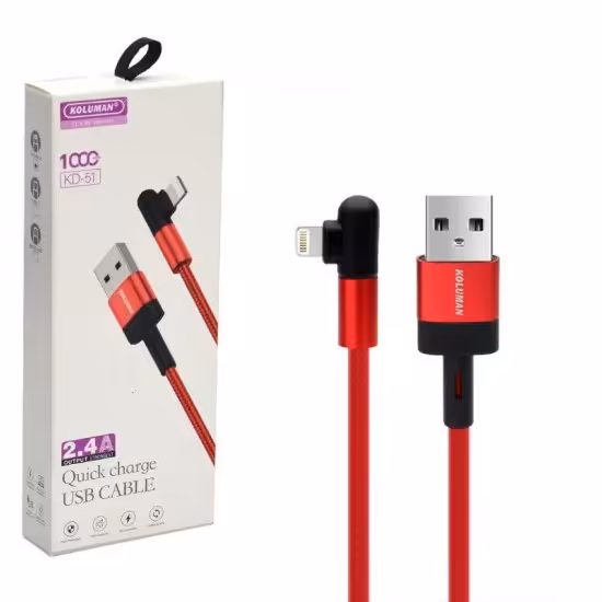 کابل آیفون (lightning) کنفی 90 درجه کلومن (KOLUMAN) مدل KD-51

