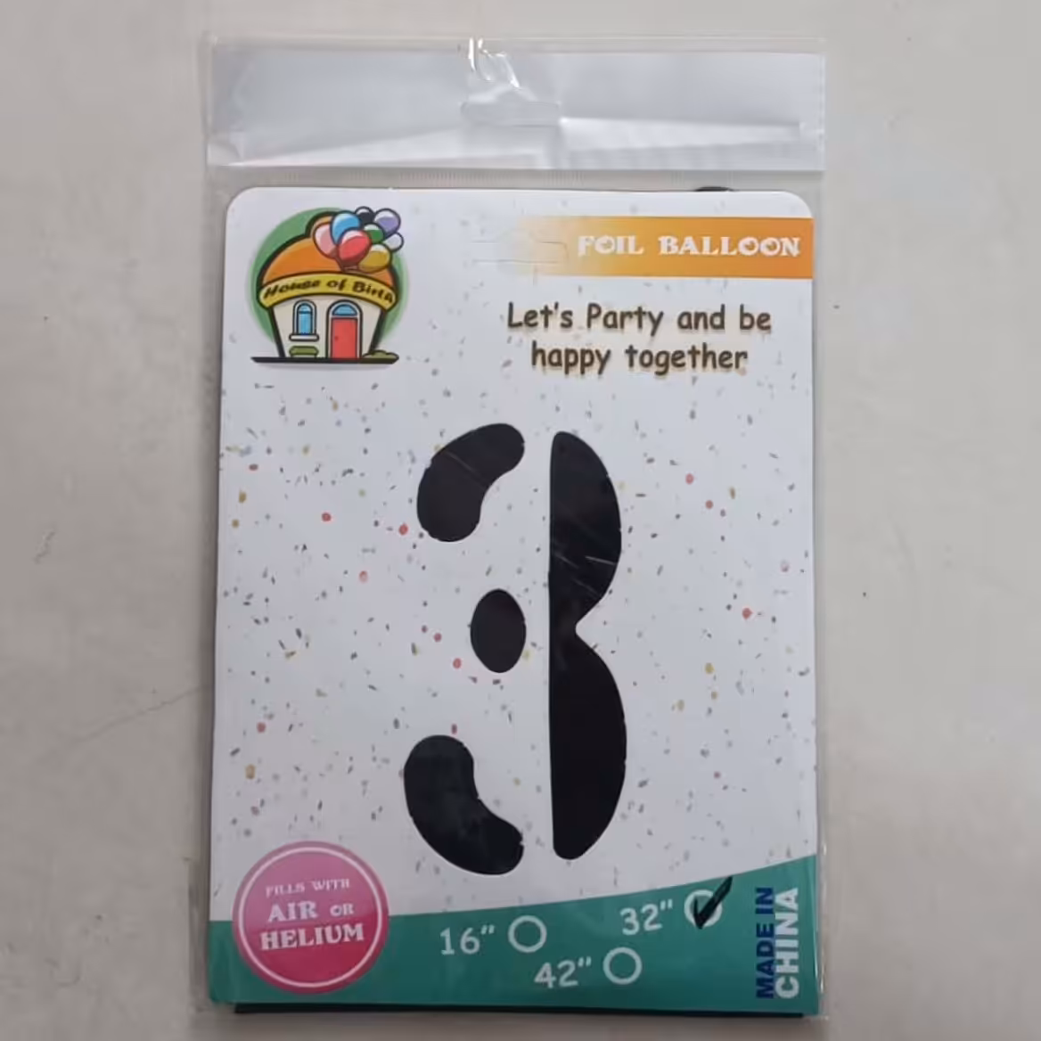 عدد فویلی رنگ مشکی 32 اینچ عدد سه