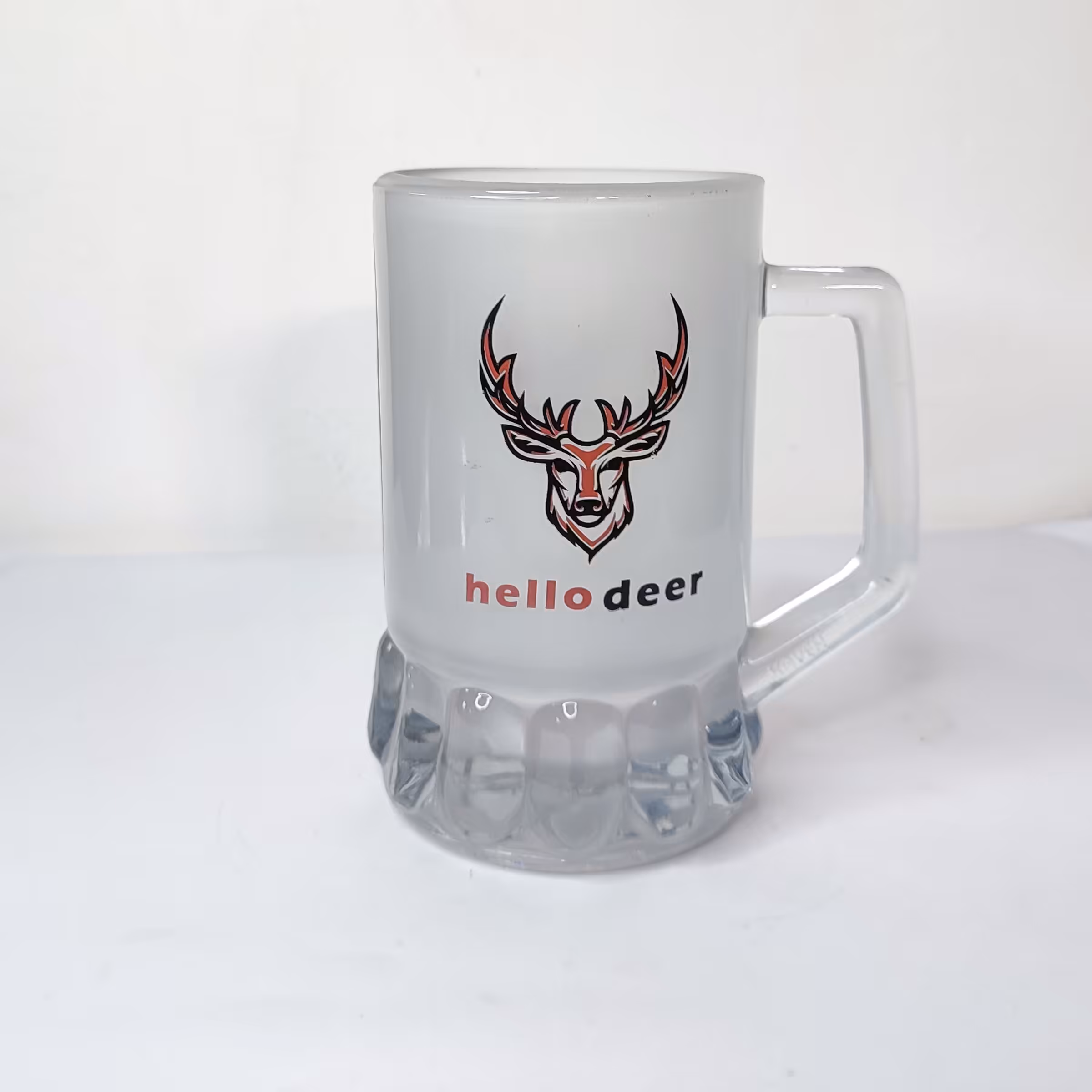 لیوان شربت خوری ماگ شیشه ای بزرگ جنس شیشه مات ، چاپ روی ماگ جذاب 