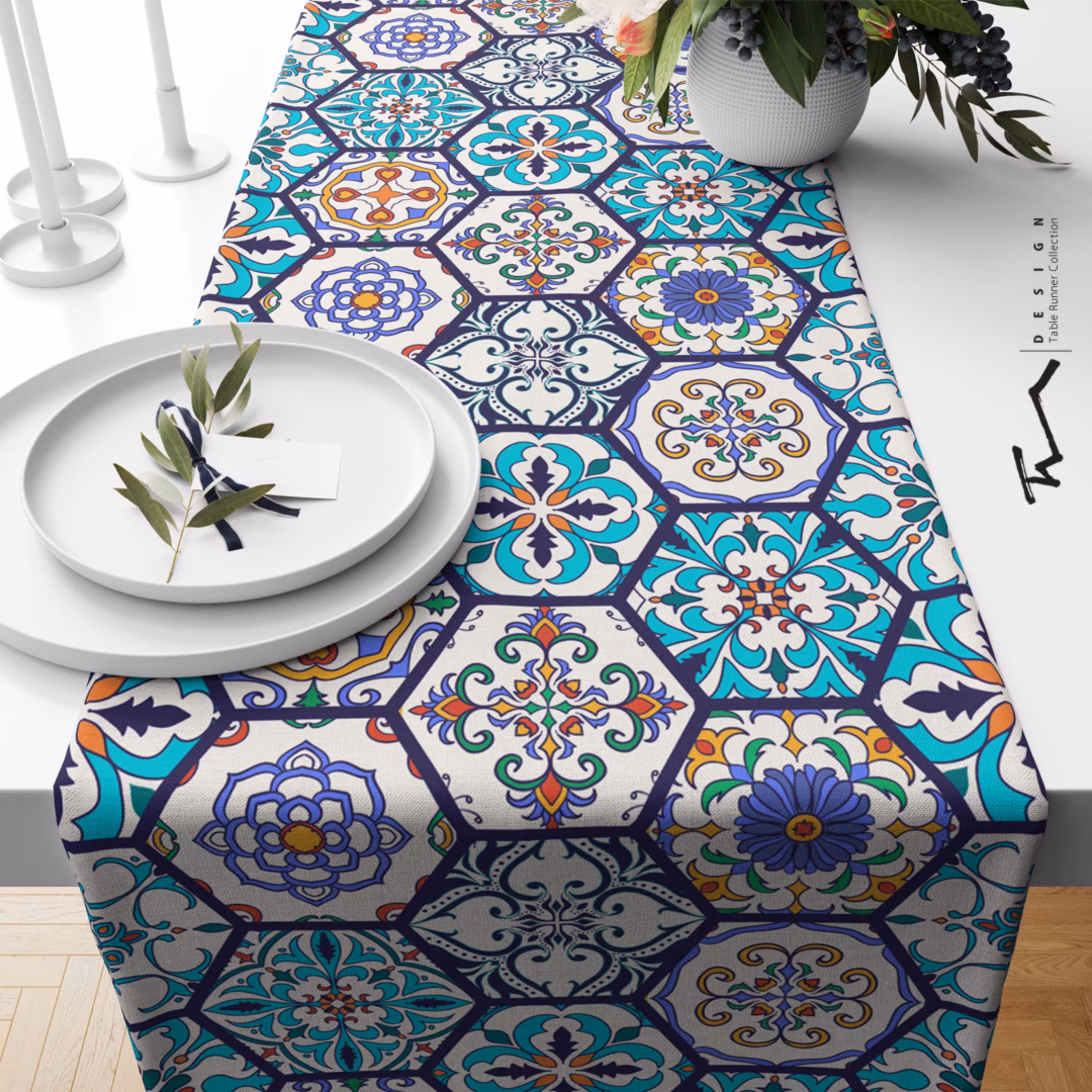 رانر طرح سنتی 9 - سایز 40 در 135 سانتیمتر - جنس دو رو مخمل پورش - کیفیت عالی