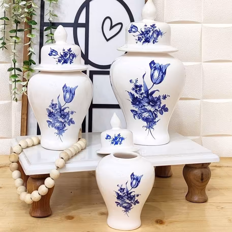 جینجرجار  سه عددی گل آبی 