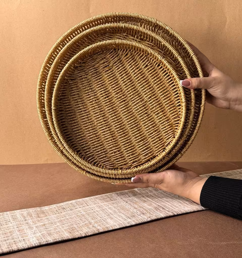 سینی حصیری مدل گرد