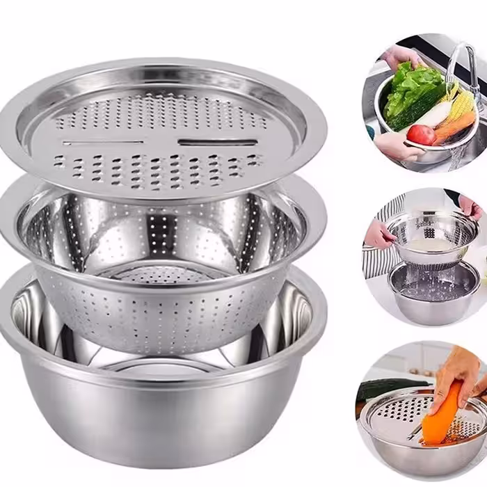 سرویس آبکش و لگن یونیک 3پارچه رنده دار ارسال رایگان 