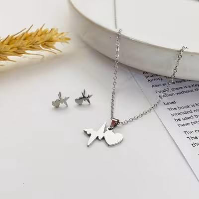 نیم ست استیل طرح ضربان قلب