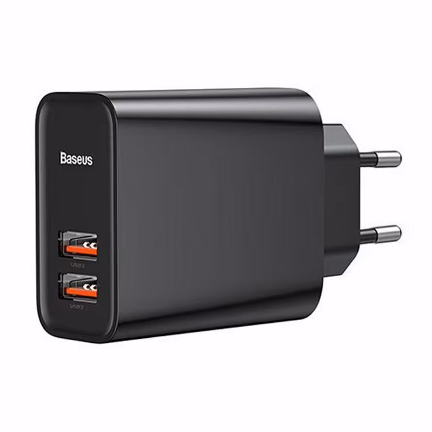 شارژر دیواری 2 پورت بیسوس PPS QC3.0 CCFS-E01