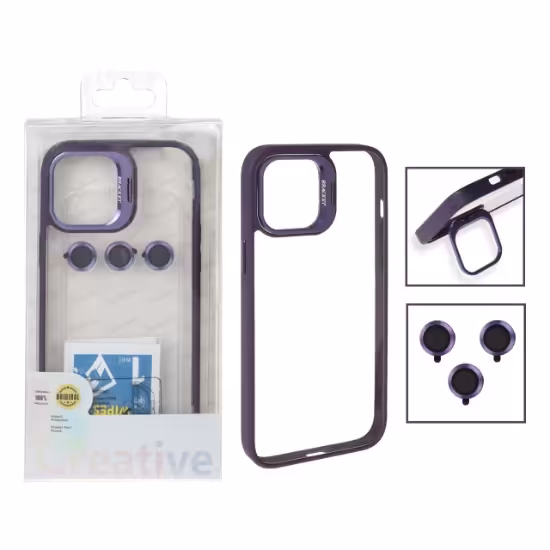 قاب گوشی BRACKET لنز آلومینیومی با ست محافظ لنز رینگی برای iPhone 13 Pro Max