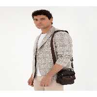کیف شانه ای چند رنگ مردانه دستی آویز قهوه Pierre Cardin