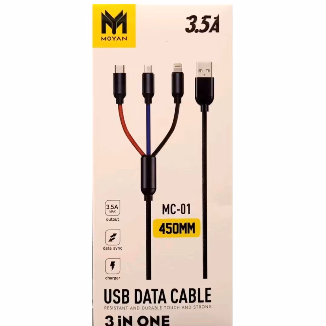 کابل تبدیل usb به usb-microusb لایتینگ مویان مدل mc-01 طول کابل 45 سانتی متر در  اکسسوری و لوازم جانبی عطائی