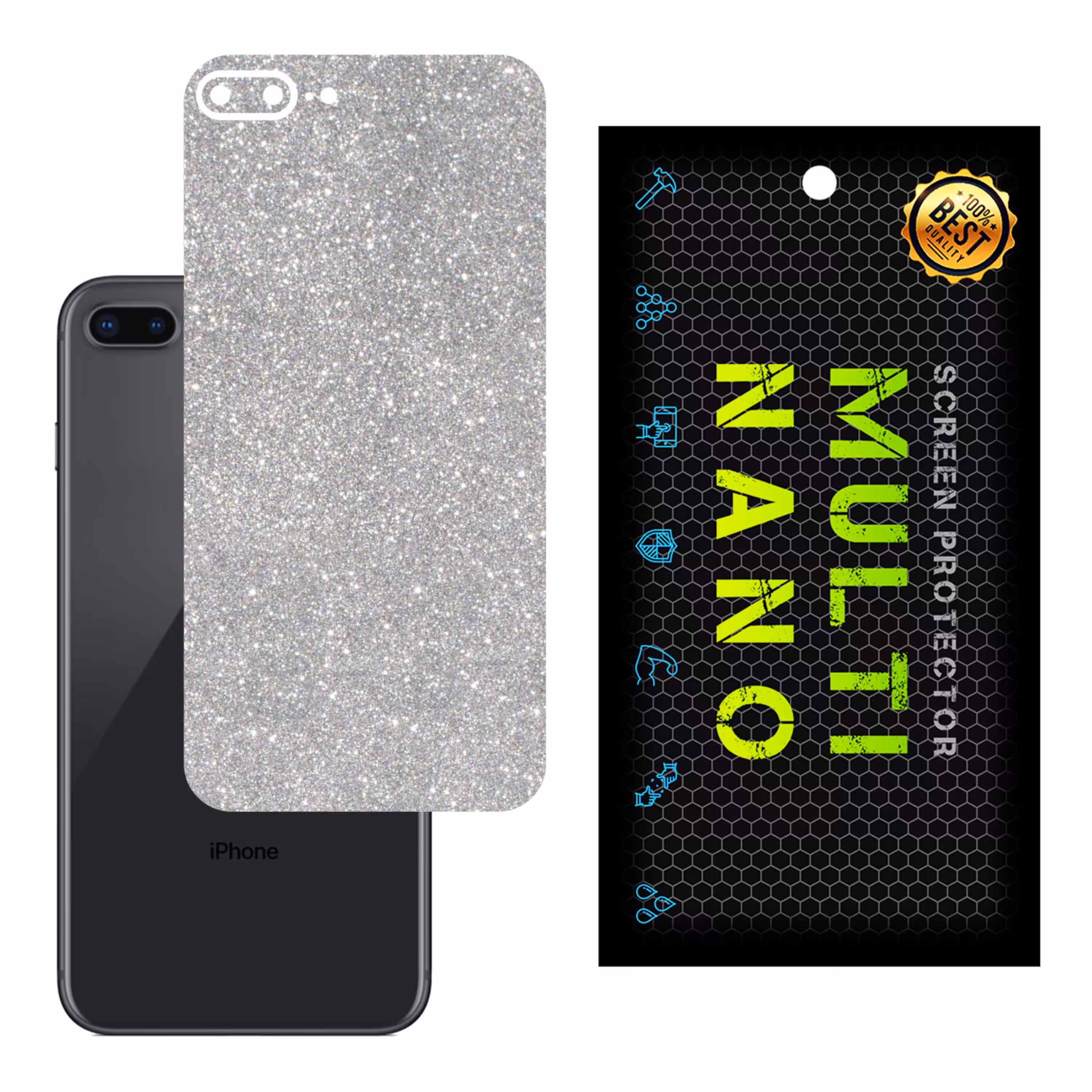 برچسب پوششی MultiNano مدل X-G1F-Silver برای پشت موبایل اپل iPhone 8 Plus