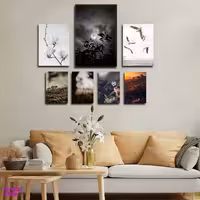 تابلو شاسی بکلیت طرح مدرن طبیعت و پرنده مدل SH-1671 مجموعه 7 عددی