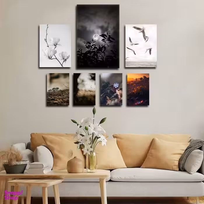 تابلو شاسی بکلیت طرح مدرن طبیعت و پرنده مدل SH-1671 مجموعه 7 عددی