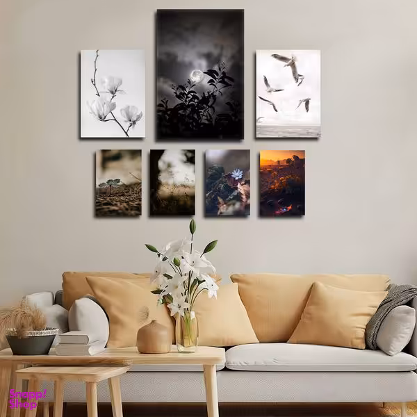 تابلو شاسی بکلیت طرح مدرن طبیعت و پرنده مدل SH-1671 مجموعه 7 عددی