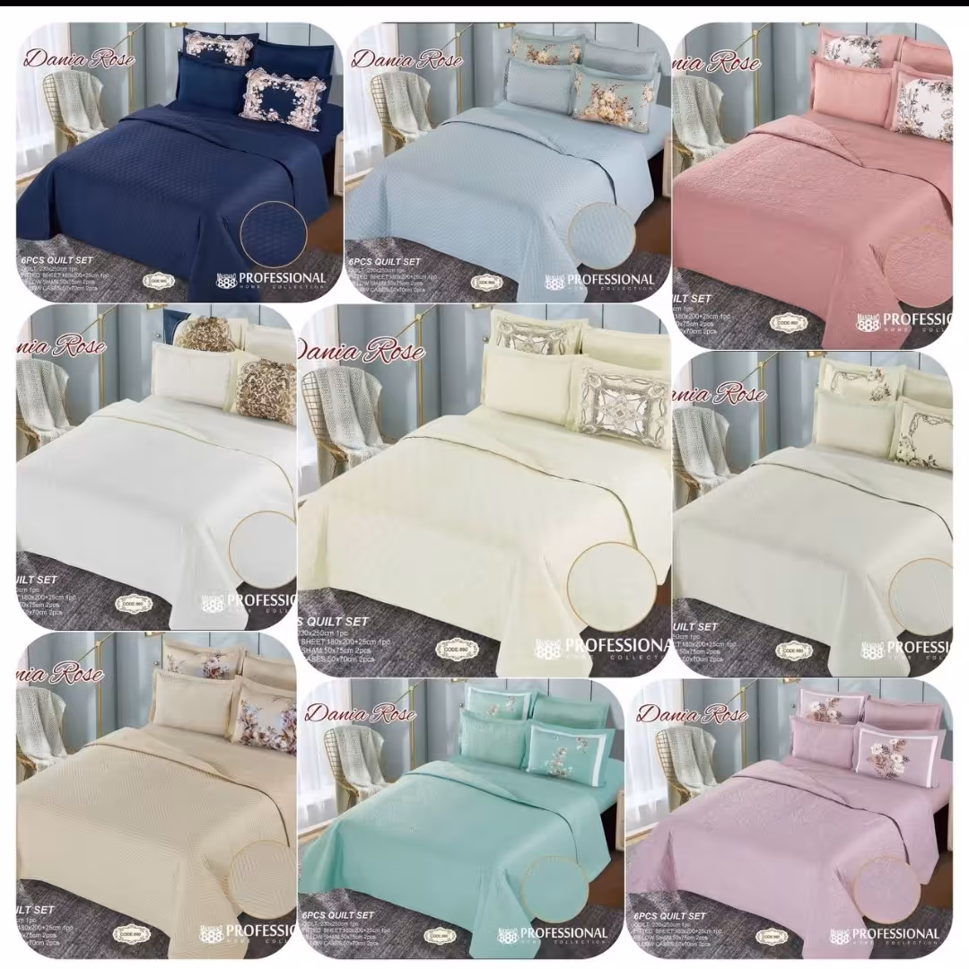 روتختی دونفره بهاره (حراج حراج) پنبه دوزی خارجی 6 تیکه در 9رنگ