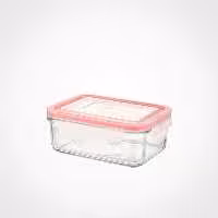 ظرف شیشه ای مستطیل دربدار 580 میلی لیتر لیمون