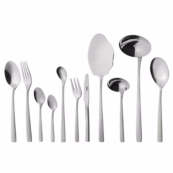 سرویس قاشق و چنگال 18 نفره ناب استیل طرح فلورانس مات (86 پارچه)