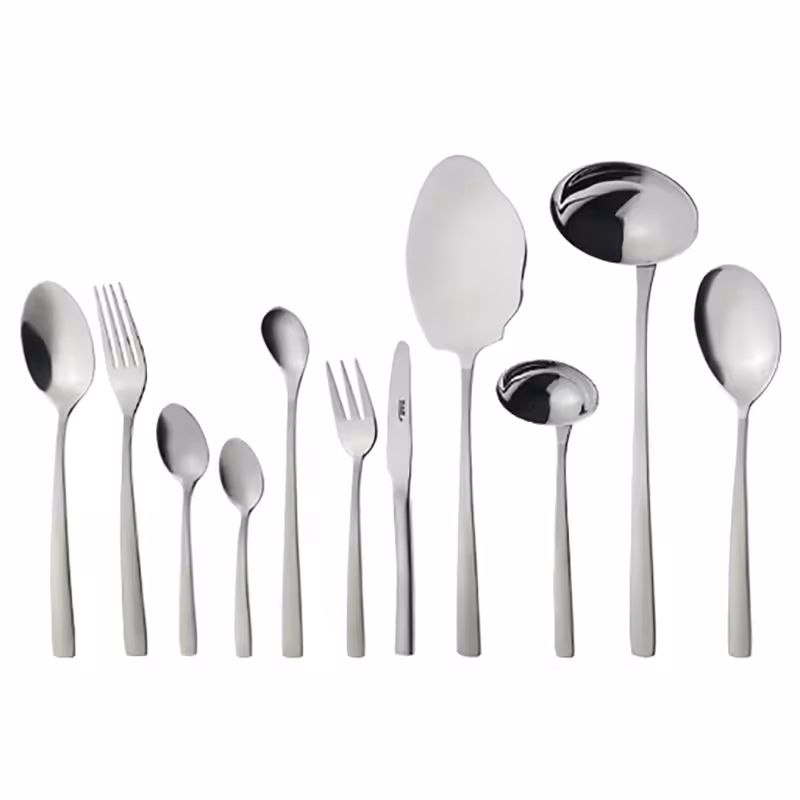 سرویس قاشق و چنگال 18 نفره ناب استیل طرح فلورانس مات (86 پارچه)