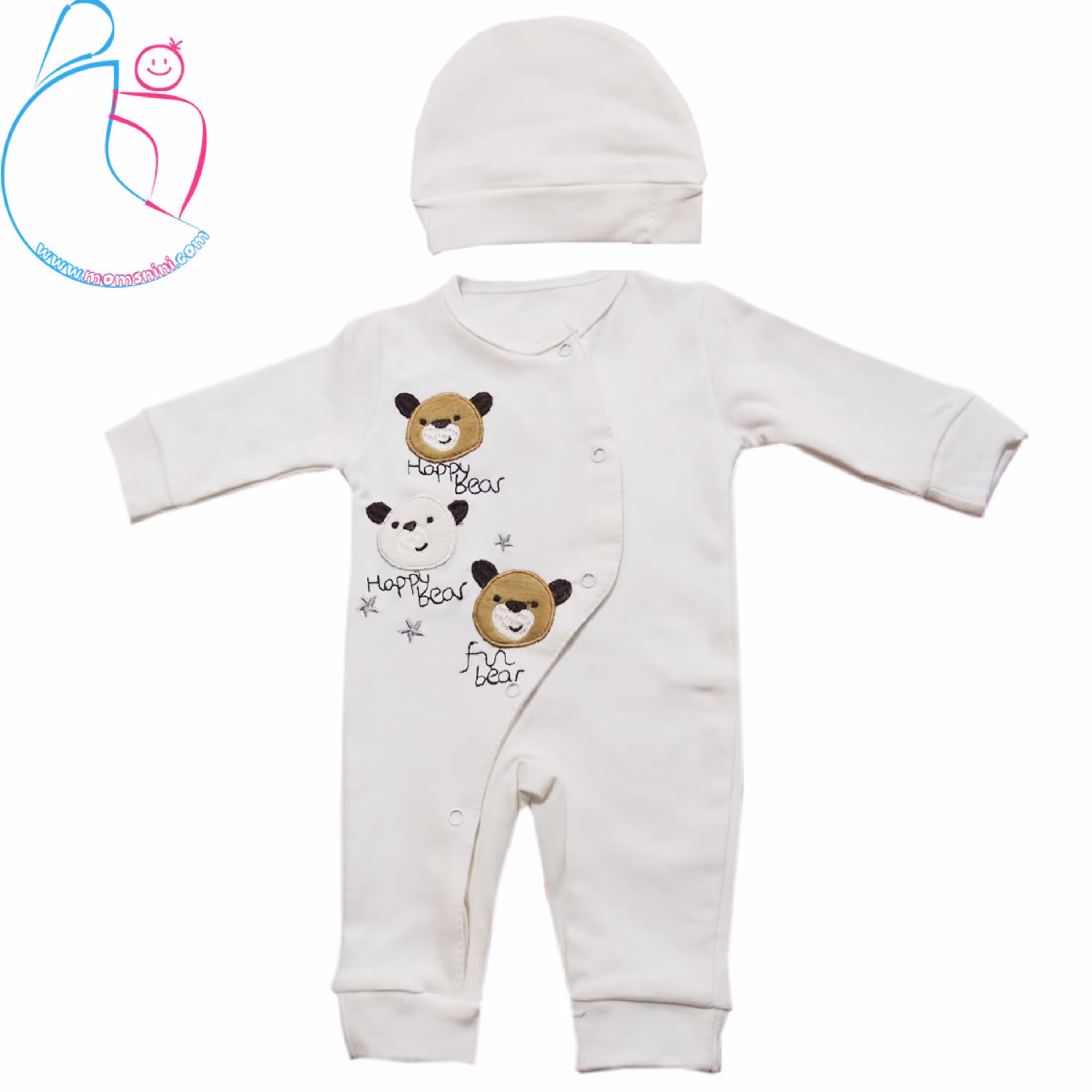 ست سرهمی و کلاه نوزادی سفید