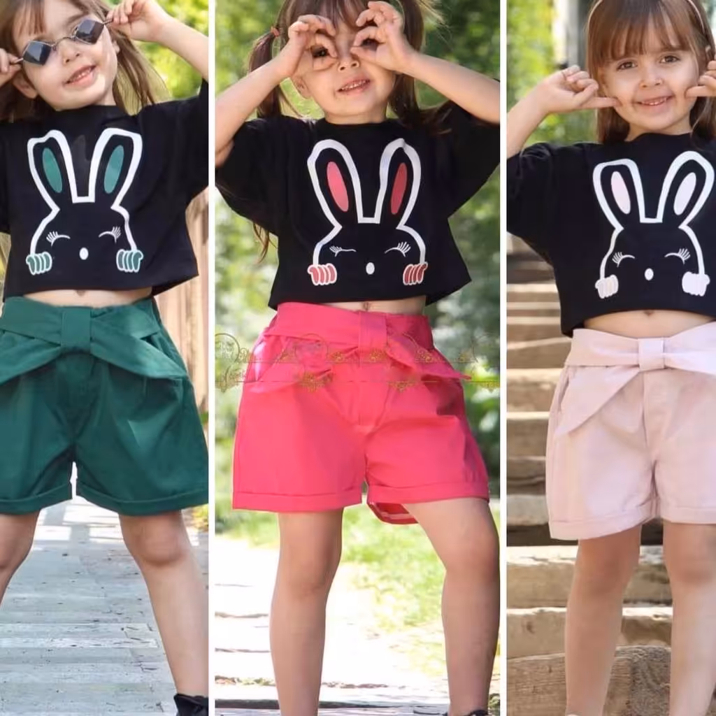 کراپ وشورتک کتان سایز 2تا 7سال