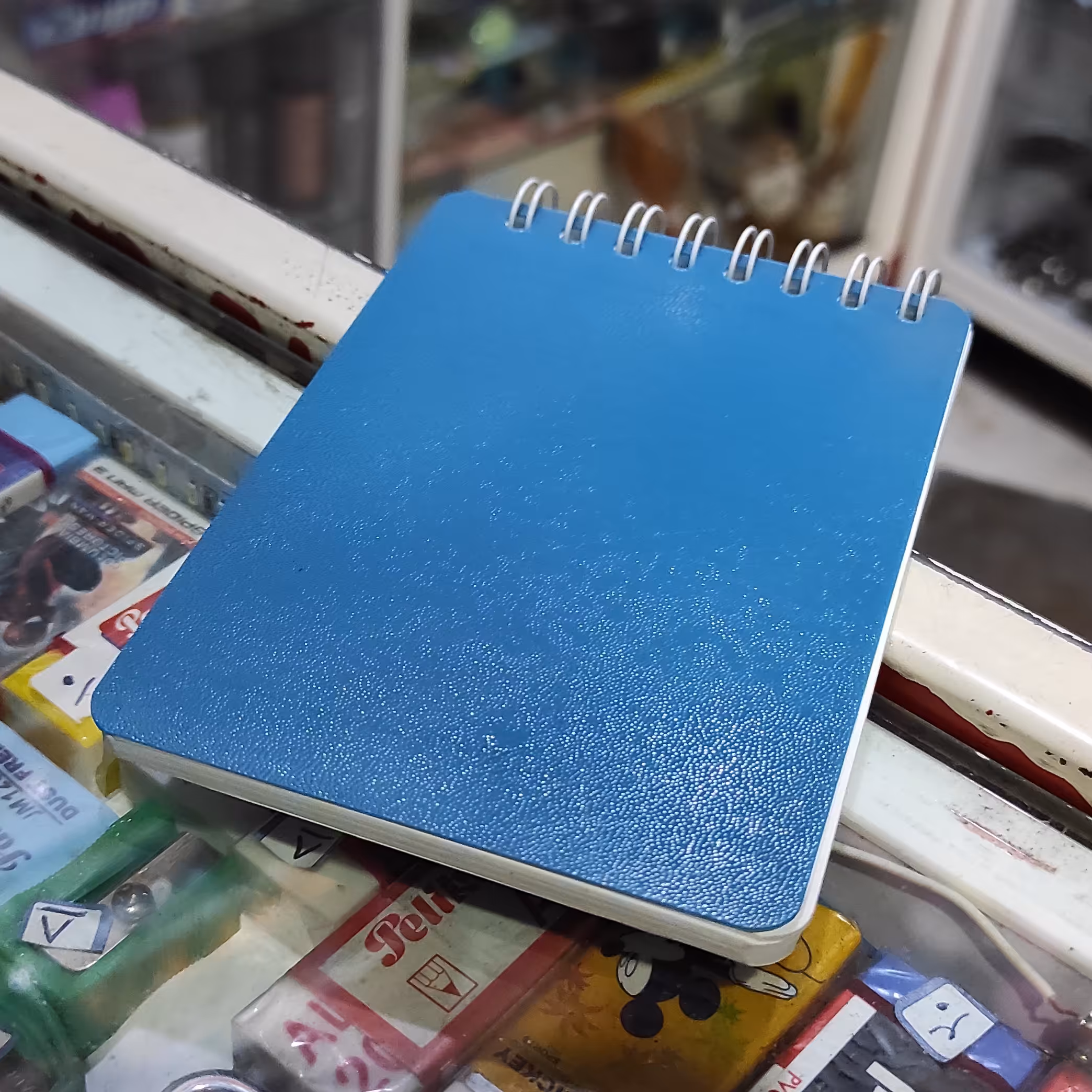 دفترچه یادداشت سیمی دوبل جلد طلقی آبی