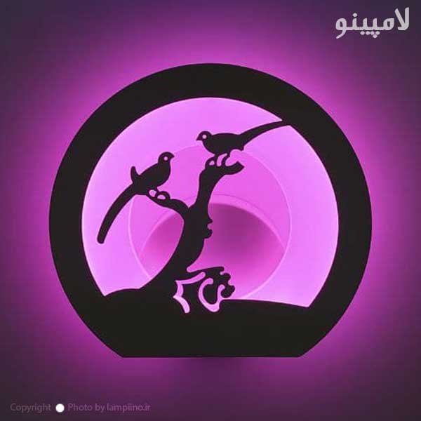 شبخواب دیواری ال ای دی پرنده بنفش