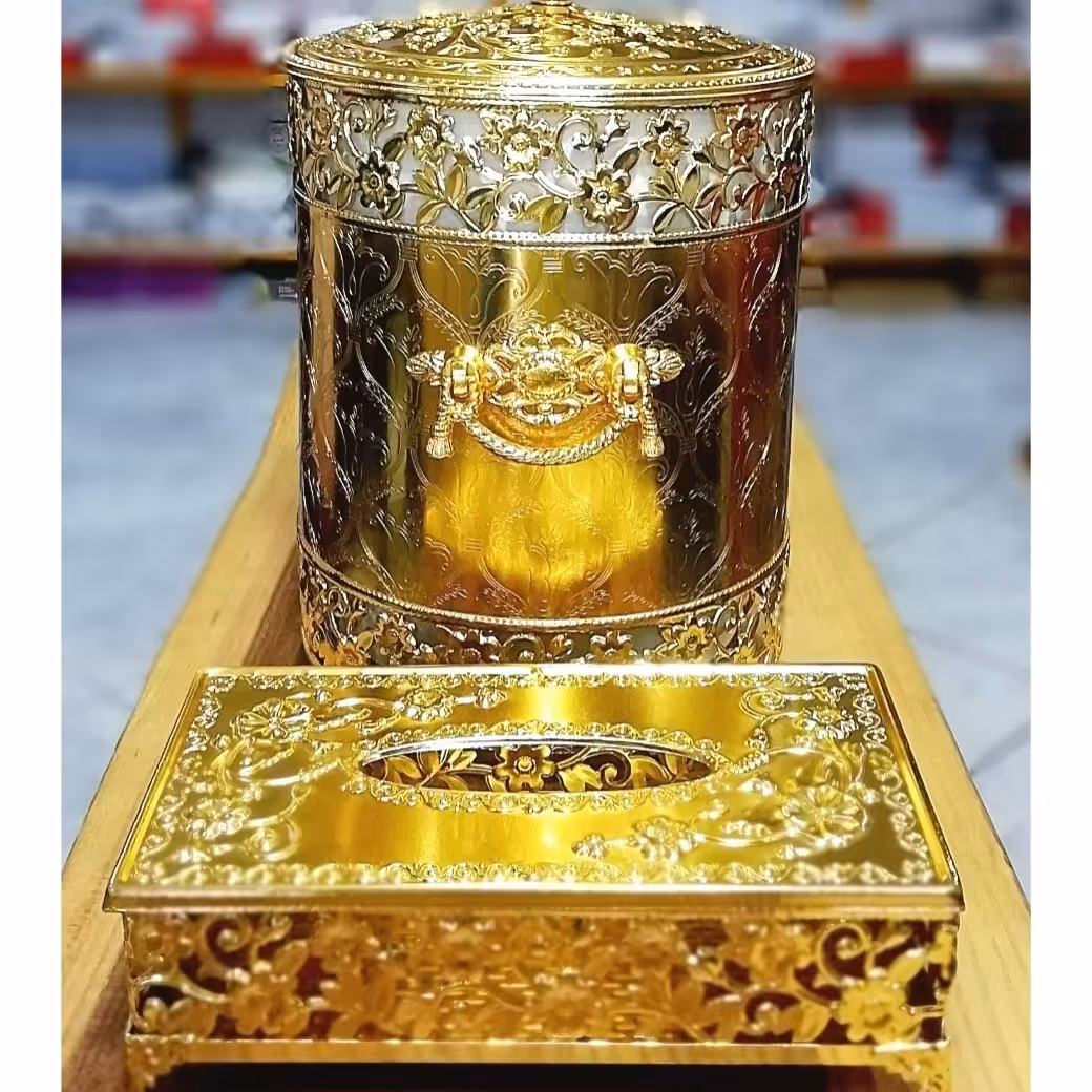 سِت سطل و دستمال طلایی اورجینال 