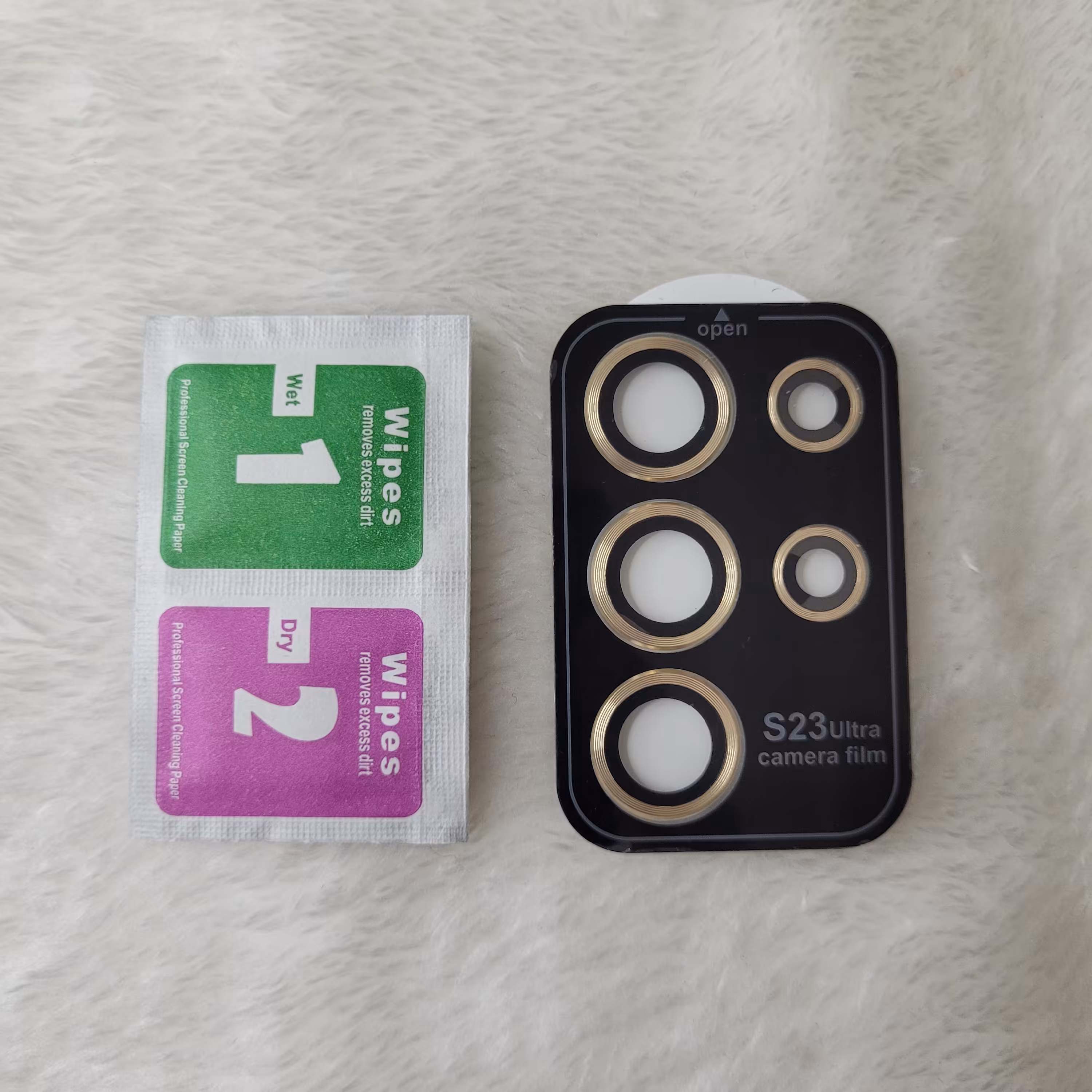 محافظ لنز  camera protection سامسونگ s23 ultra رنگبندی طلایی و بنفش