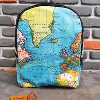کیف کوله پشتی مخمل کوبیده طرح نقشه جهان