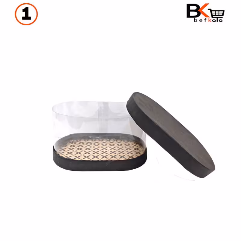 باکس کادویی بیضی طلقی مشکی سایز یک