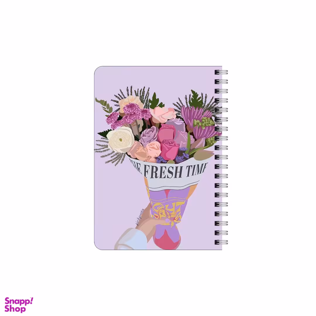 دفترچه یادداشت 80 برگ بامبیلیپ مدل چوبی طرح دسته گل کد 1346029