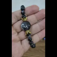 دستبند عقیق شجر  با بافت مهره سنگ و قابل تنظیم سایز