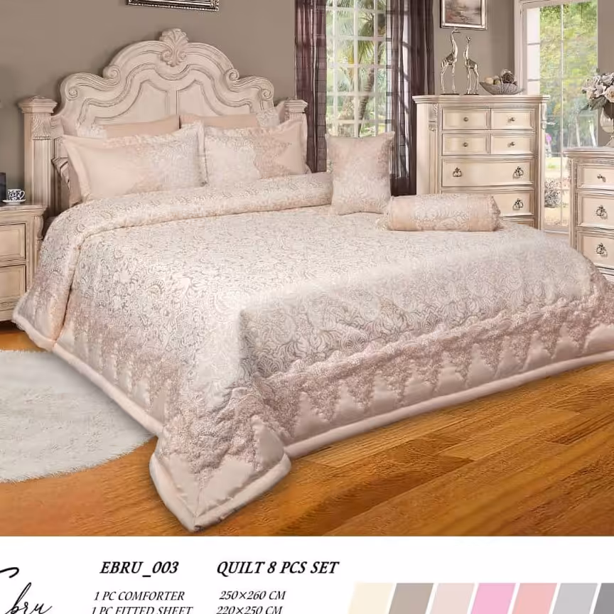 روتختی مخمل پنلی دانتل دار ترک دونفره درجه یک 8 تیکه کیفیت فوق العاده عالی...