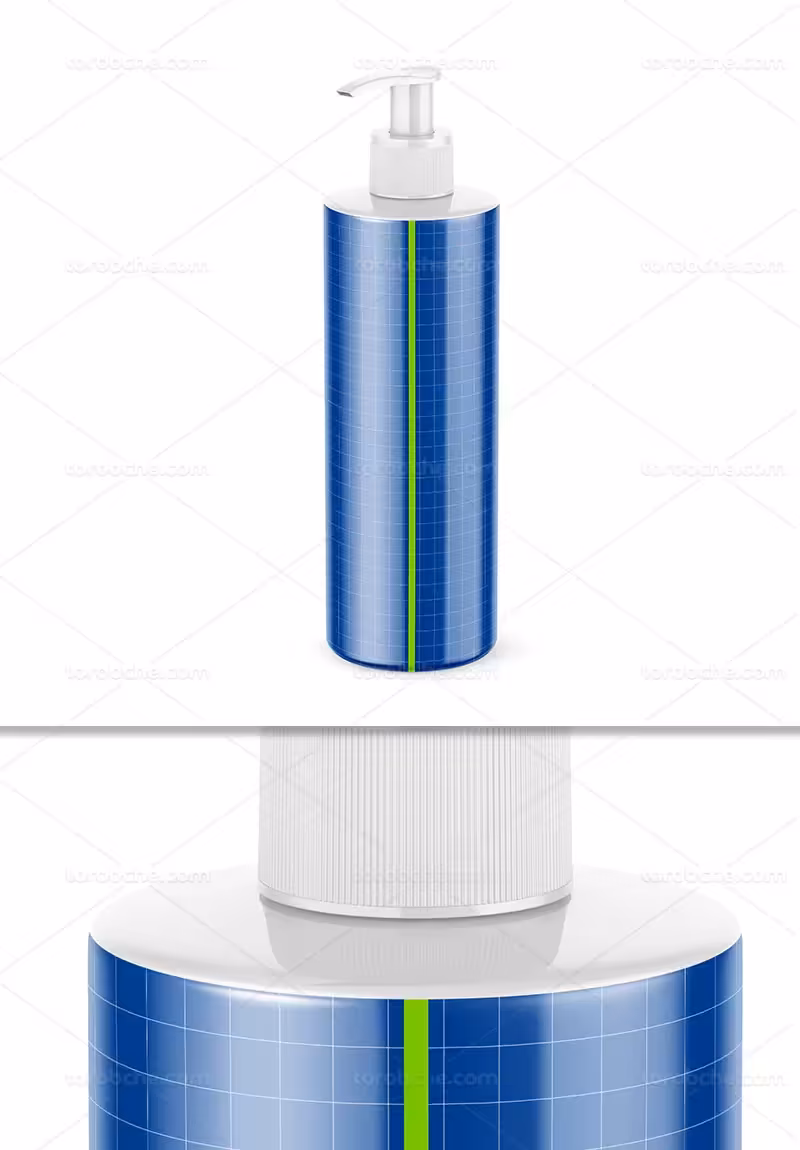 موکاپ مایع دستشویی پمپی بزرگ | گرافیک با طعم تربچه