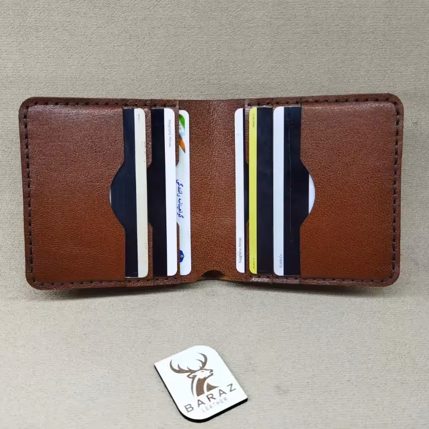 کیف کارت چرم طبیعی دست دوز 