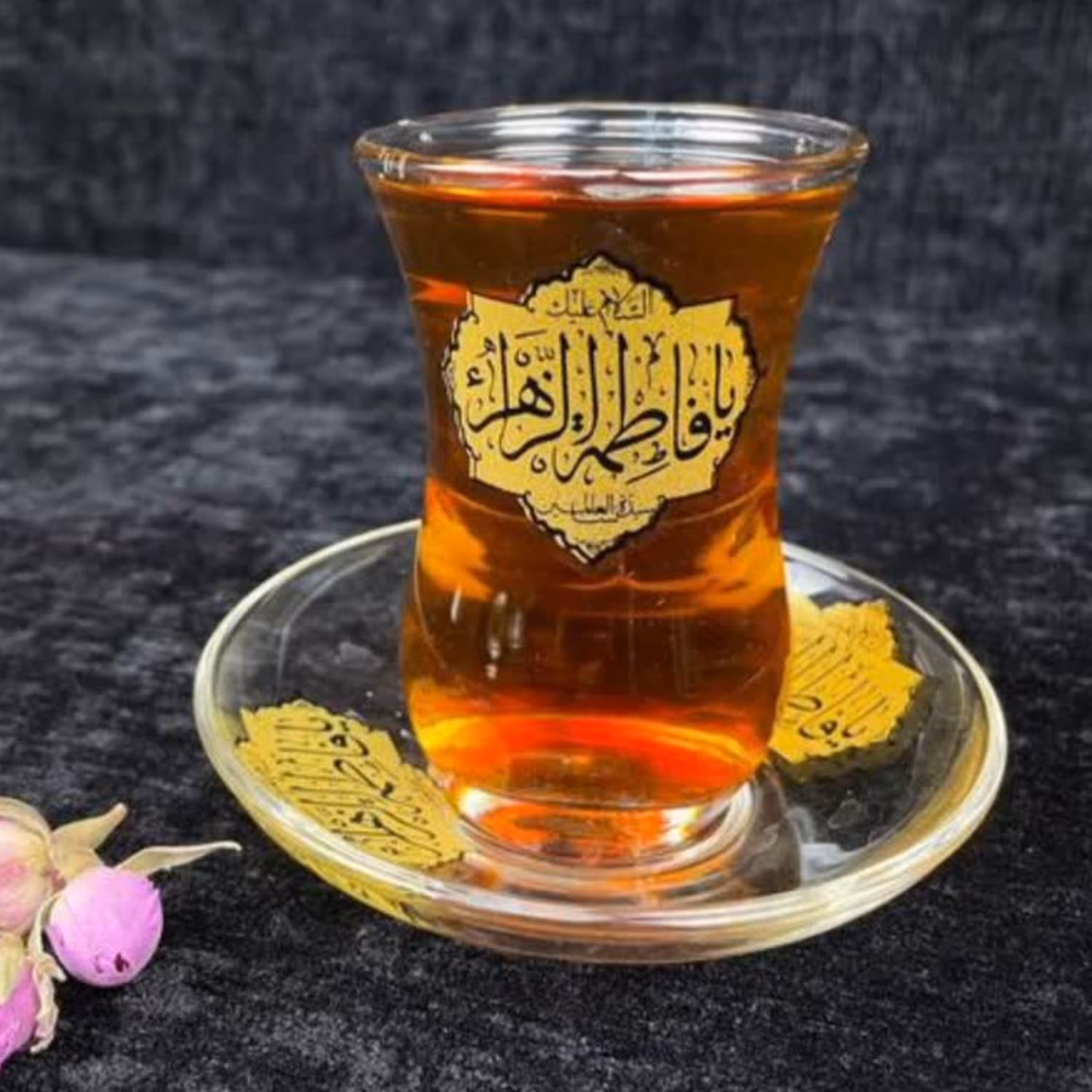 استکان و نعلبکی هیئتی با اسم اهل بیت دسته 6 تایی