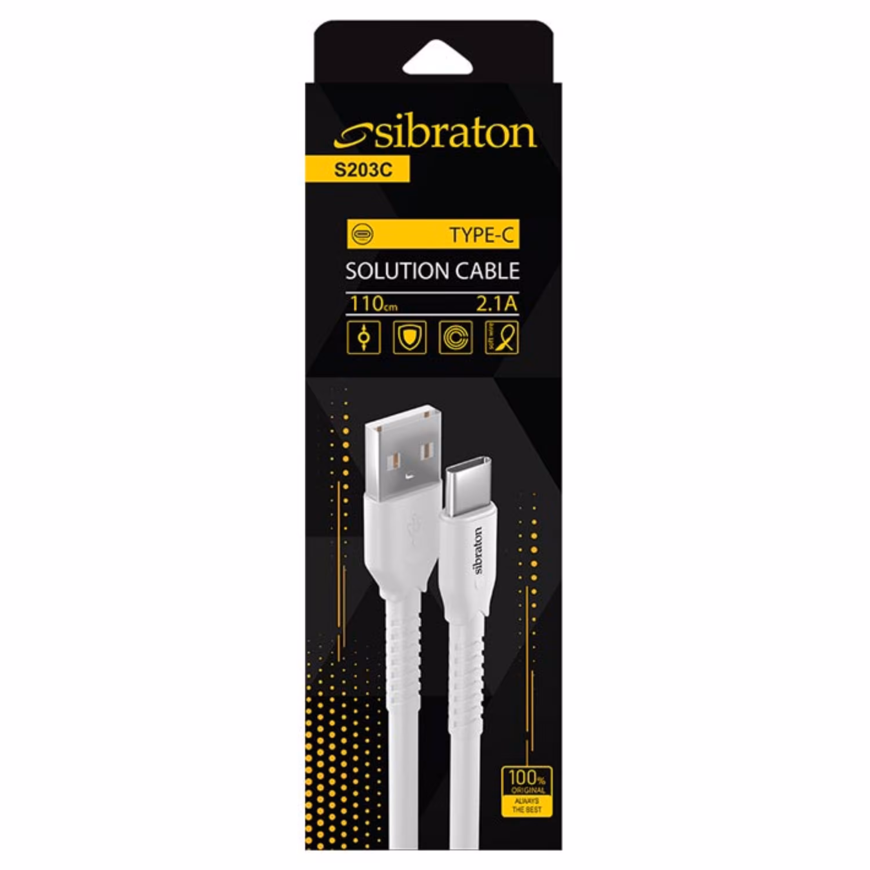 کابل شارژ Type-C سیبراتون S203 C با گارانتی 12 ماهه