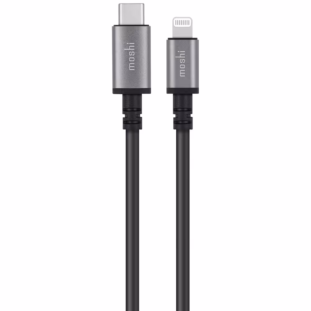 کابل MOSHI موشی تبدیل USB-C به LIGHTNING لایتنینگ 3 متری خاکستری - Hiapple.ir