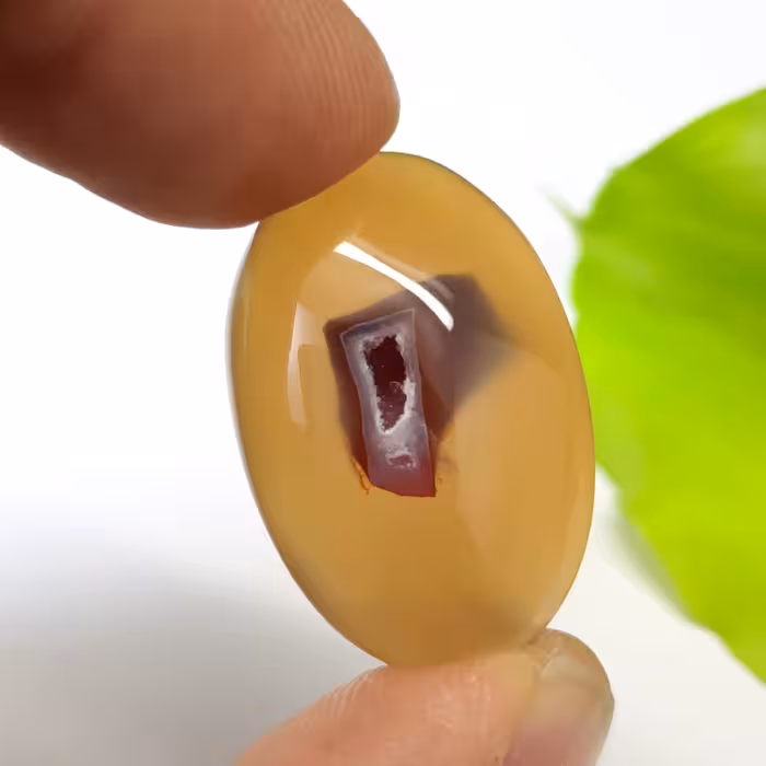 عقیق زرد طبیعی خونبند ژئوددار