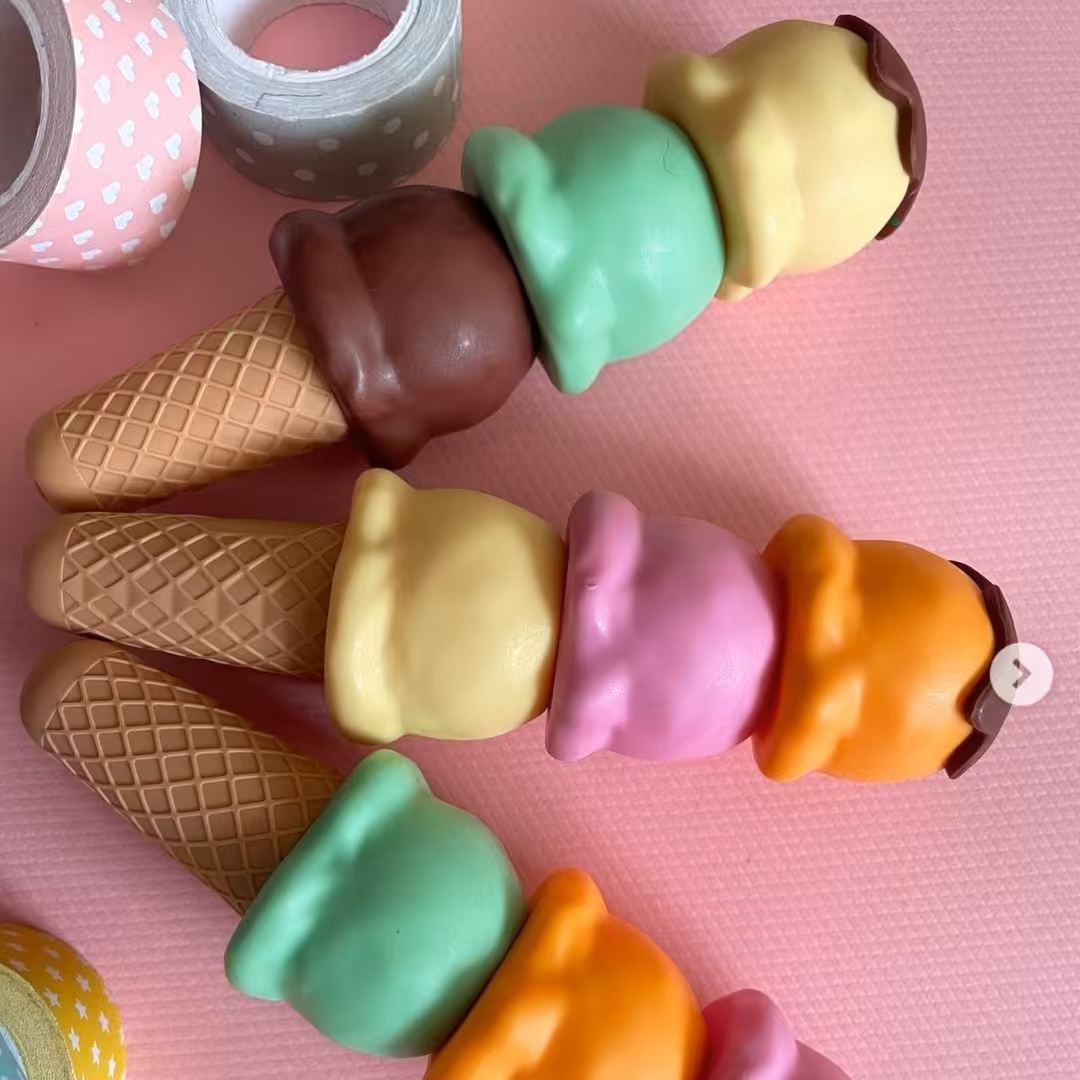 هایلایتر زیبای بستنی قیفی سه تایی در رنگبندی متنوع