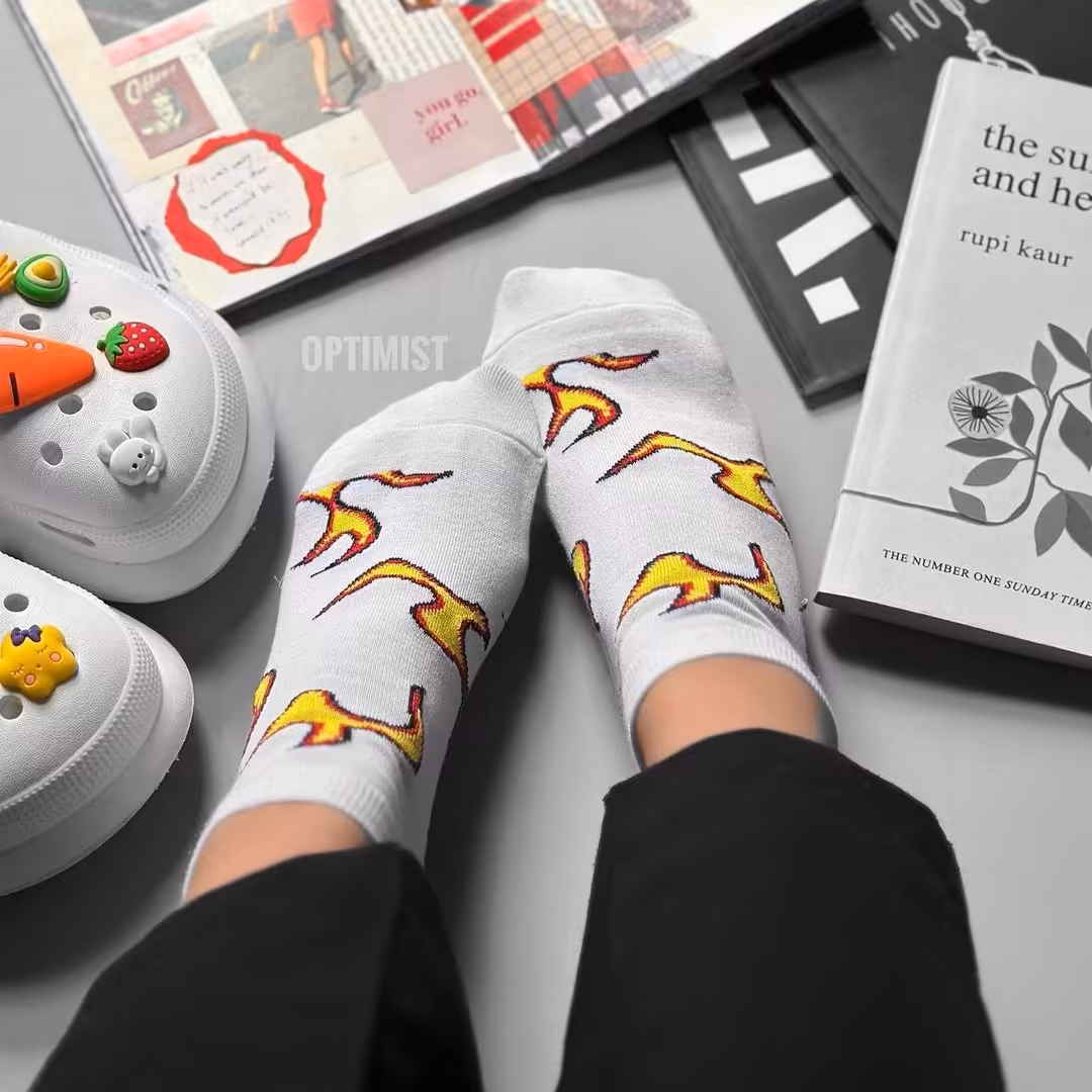 جوراب مچی شعله سفید نخ پنبه فری سایز