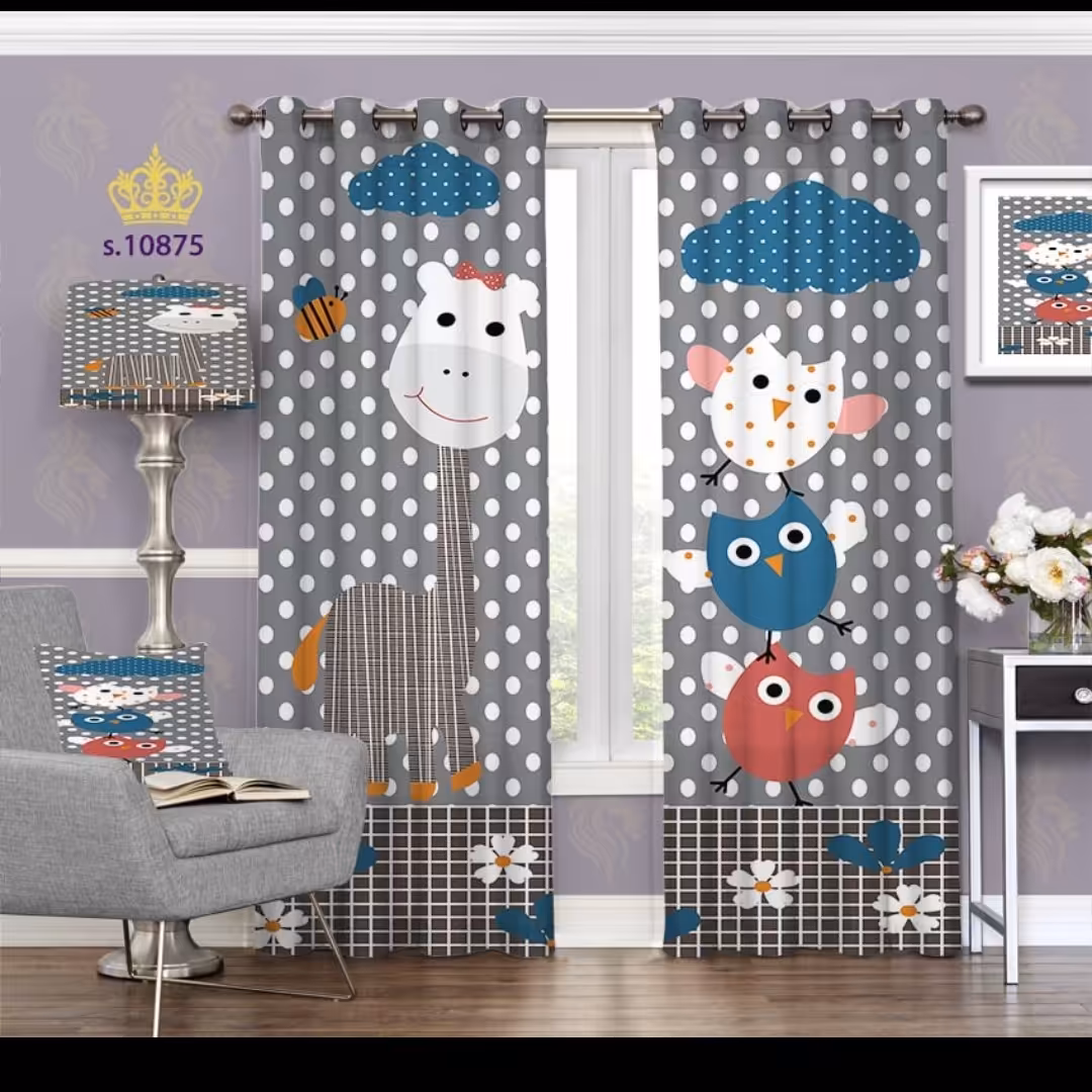 پرده اتاق خواب کودک دو قواره طرح کارتونی کد S10875