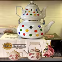 کتری و قوری لوله دار*  کتری لعابی دسته سرامیک راسا