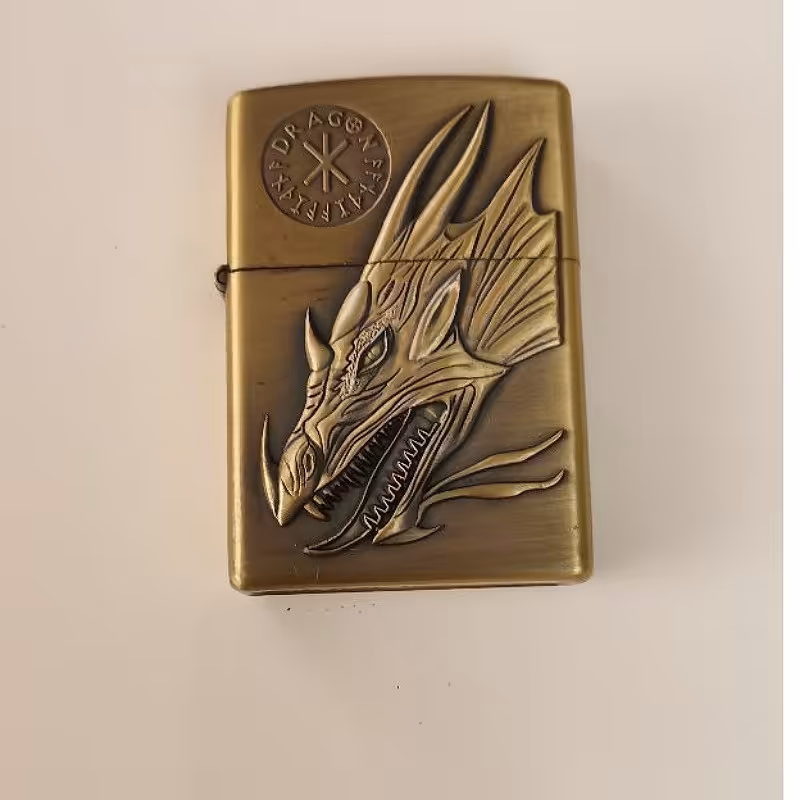 فندک بنزینی فلزی  کانتای سنگی طرح اژدها بسیار زیبا 