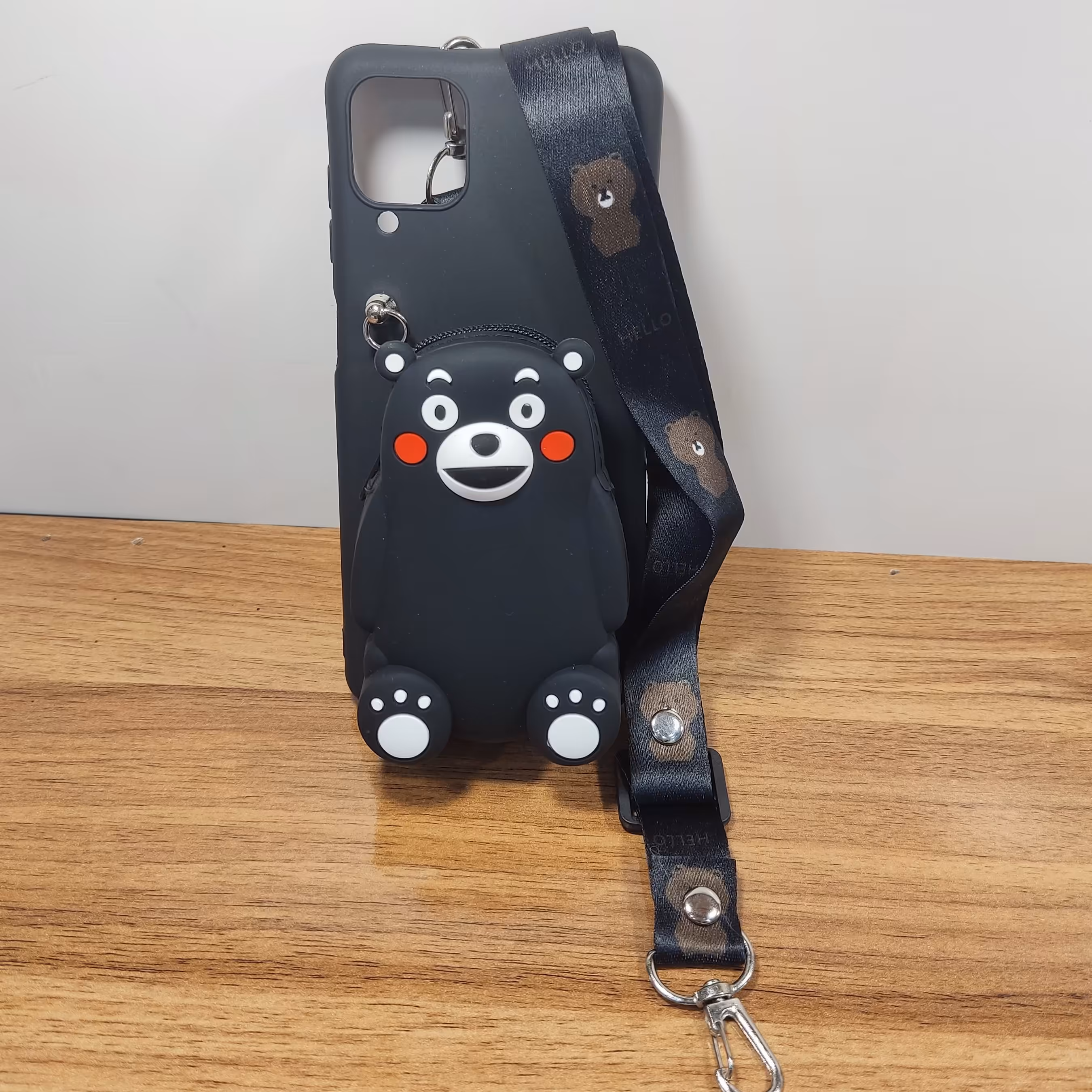 گارد عروسکی سیلیکونی بگ دار کیوت مدل خرسی مشکی A12 4g 5g