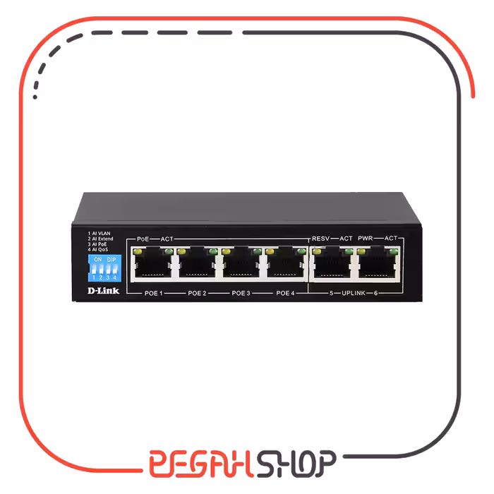 سوییچ شبکه 6 پورت برند D-Link مدل DGS-F1006P-E