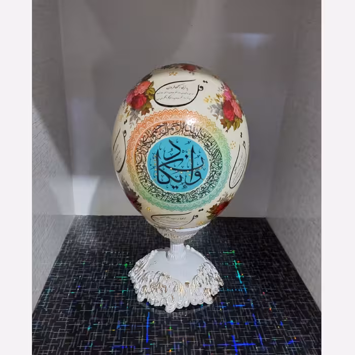 تخم شترمرغ ان یکاد گل فقط پایه طلایی