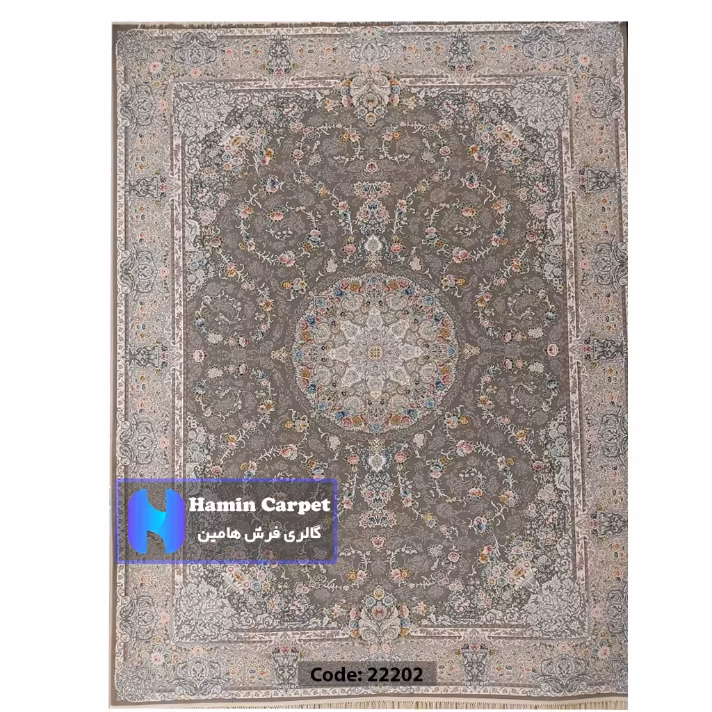 فرش 9 متری 1200 شانه تراکم 3600  نخ اکلریک گل برجسته کد AR22202