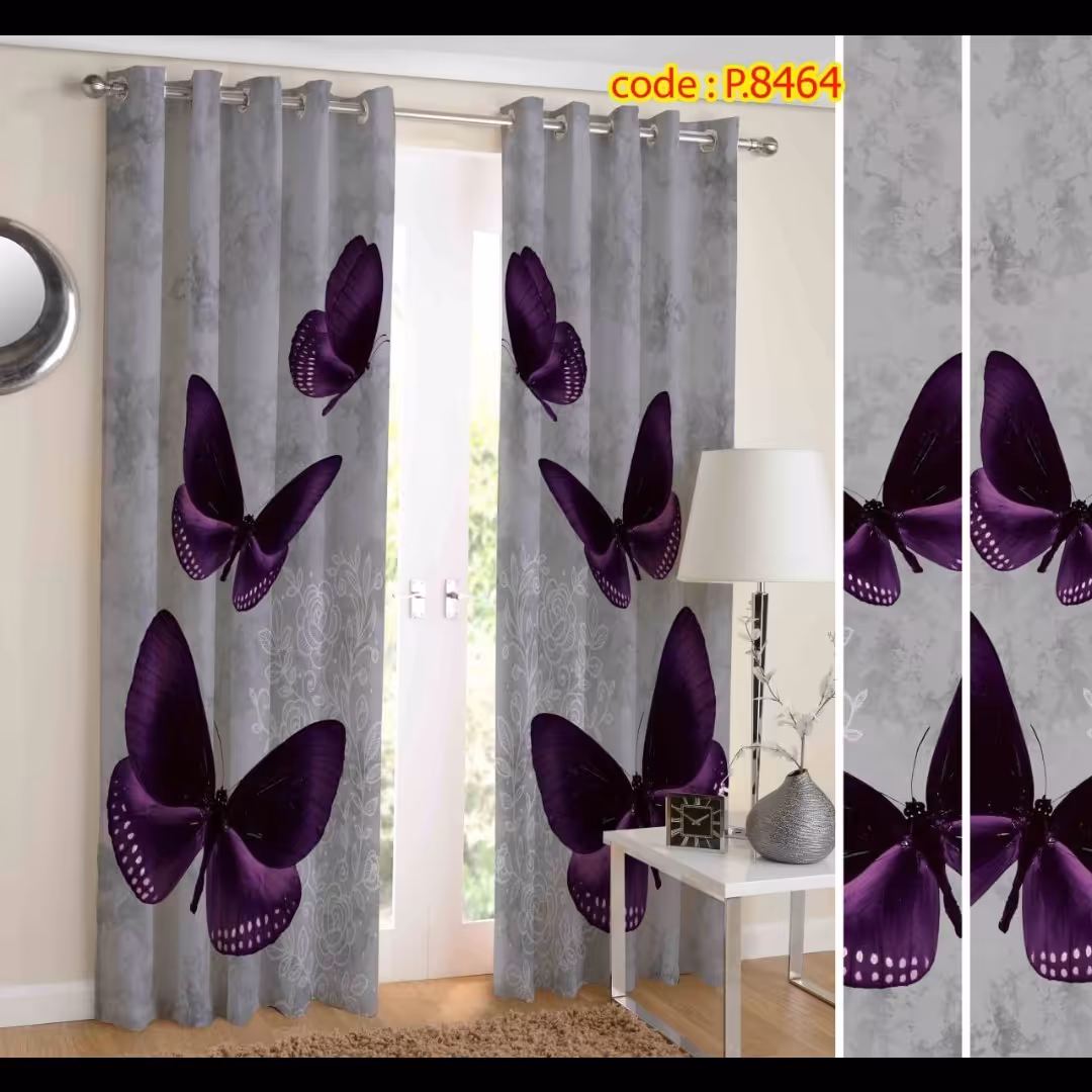 پرده پذیرایی دو قواره طرح  پروانه کد P8464