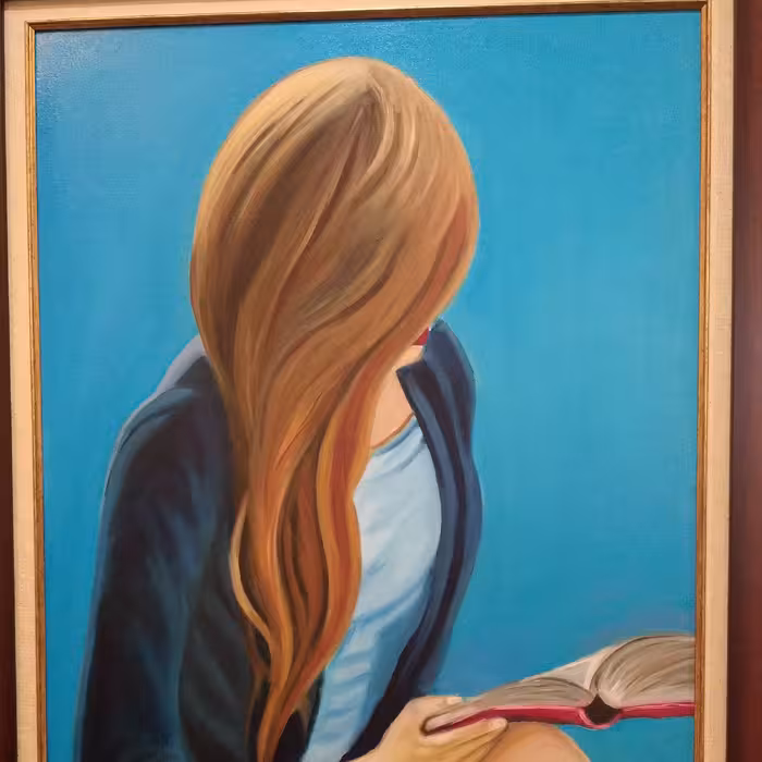 تابلونقاشی رنگ روغن دخترکتابخوان