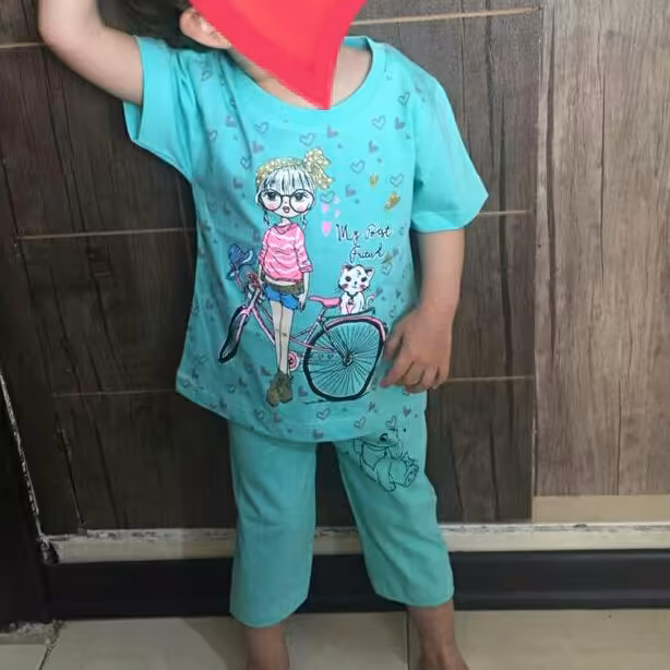 تیشرت شلوارک.تیشرت شلوارک دخترانه .لباس بچگانه.سایز 35.40  لباس دخترانه  تیشرت