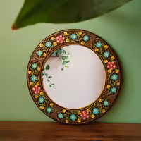 قاب آینه چوبی نقاشی سایز 31 رنگ زمینه قهوه ای رنگ ثابت